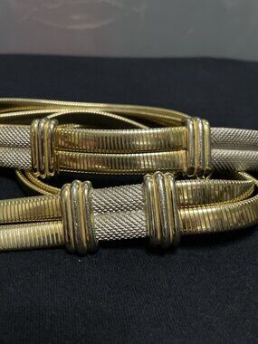 Accessocraft NYC Vintage Medium Belt Omega Snake Coil Stretch Gold & Silver
